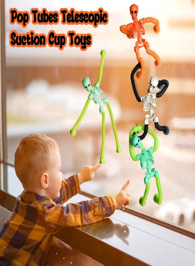 COLEGRY Halloween Pop Tubes Skeleton Fidget Toys for Kids, Telescopic Suction Cup Baby Toddlers Age 3-9 Fine Motor Skills, Gifts for 3 4 5 6 7 8 9 Year Old Boys Girls, 4 Pack - Image 3